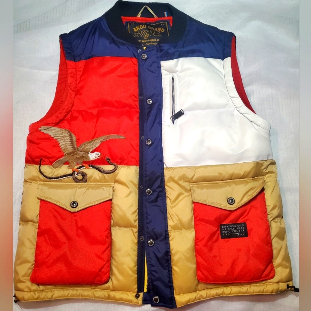 Akoo Brand Eagle and snake puffer vest